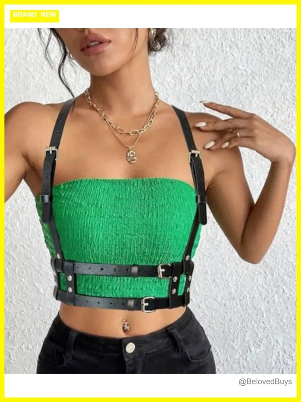 Faux Leather Adjustable Harness Belt with Alloy Buckles for Dresses Shirts